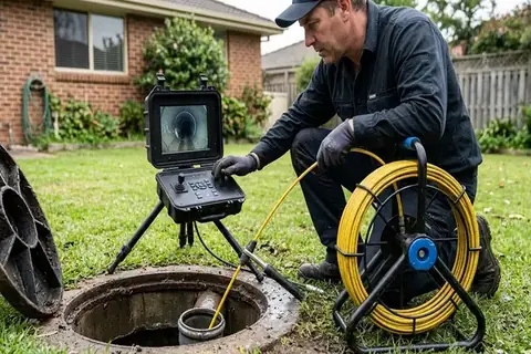 Trenchless sewer line camera inspection